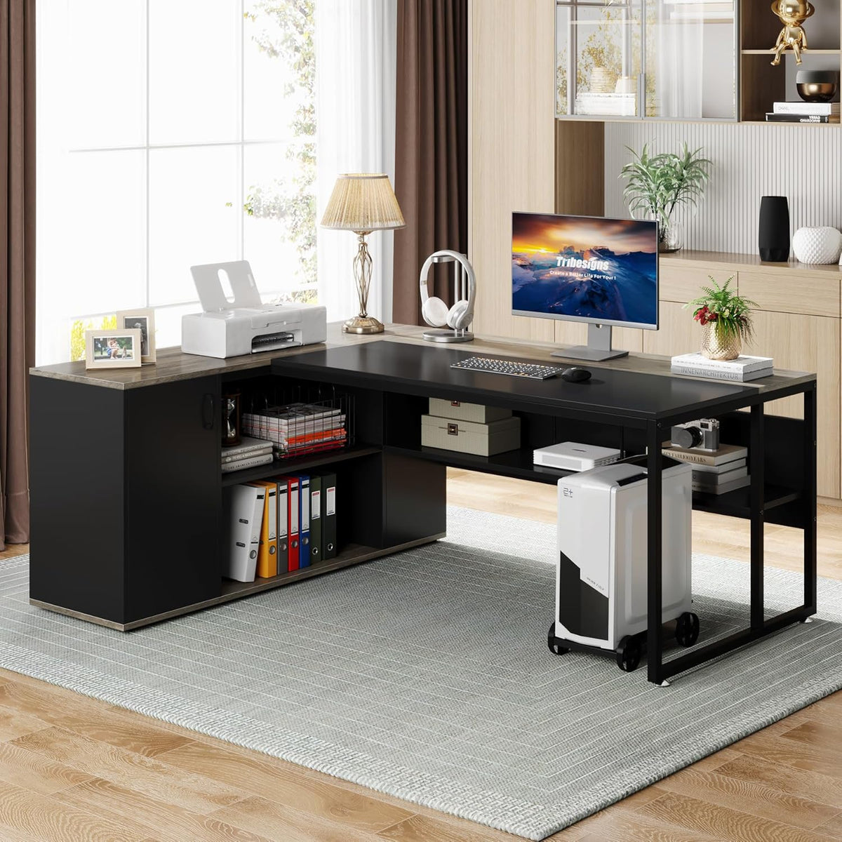 71 Inch Executive Desk with Cabinet Storage