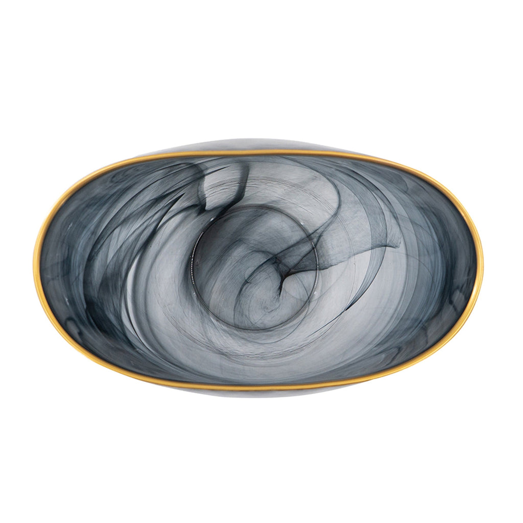 Smokey Black Gold Rimmed Glass Vase