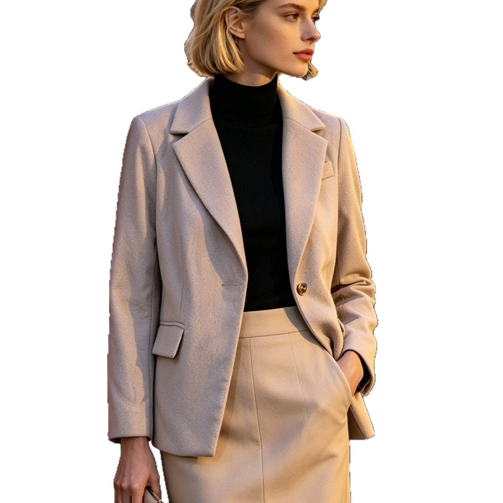 Womens Stylish And Elegant Solid-color Wool Blazer