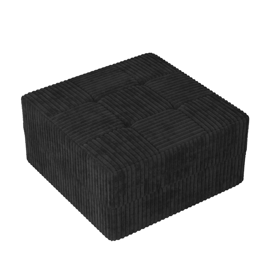 Modern Minimalist Corduroy Ottoman Sofa - Black