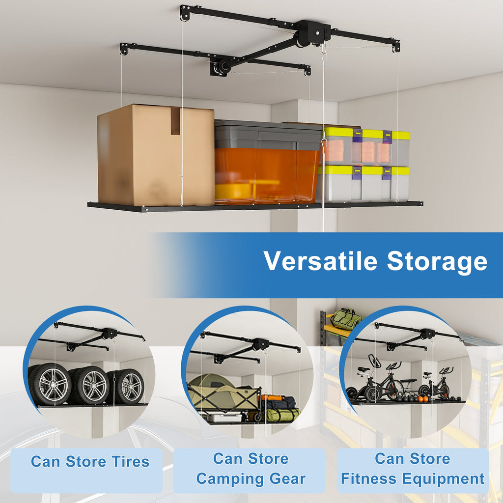 Black Overhead Garage Storage Rack 3x6 FT