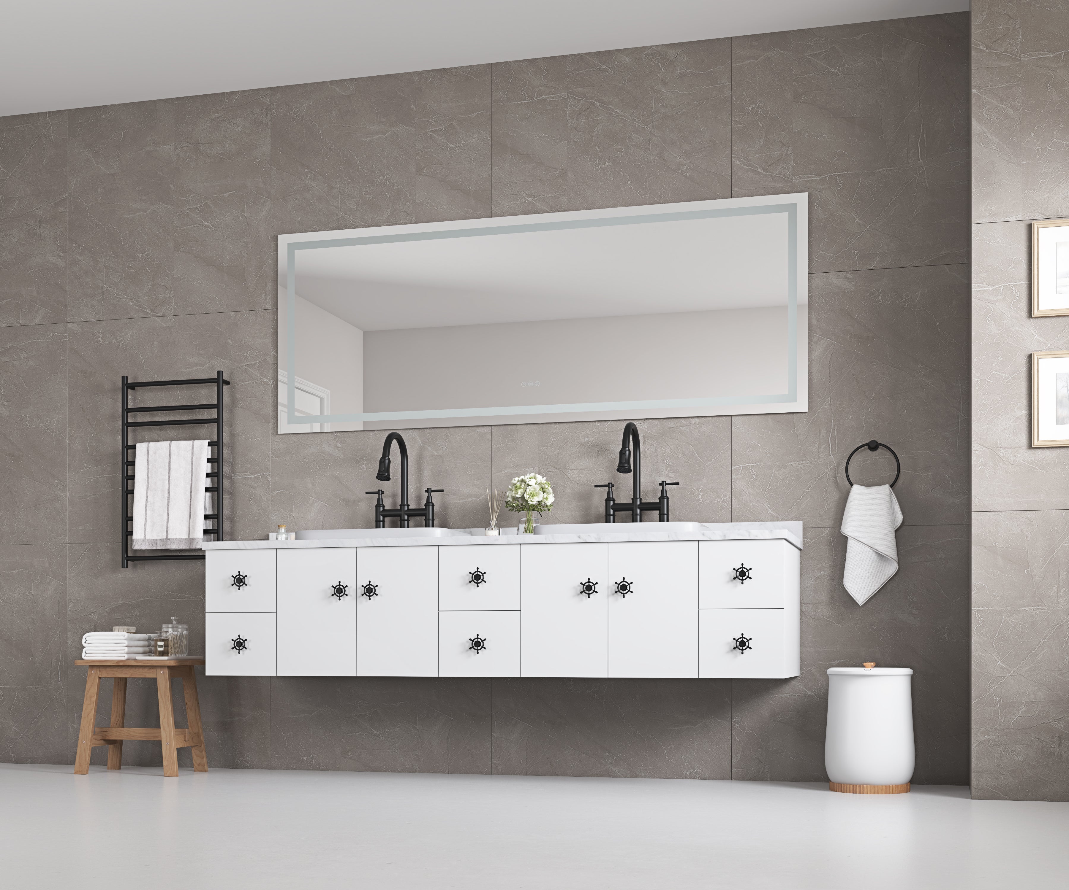 96" x 36" LED Bathroom Mirror with Front and Backlight