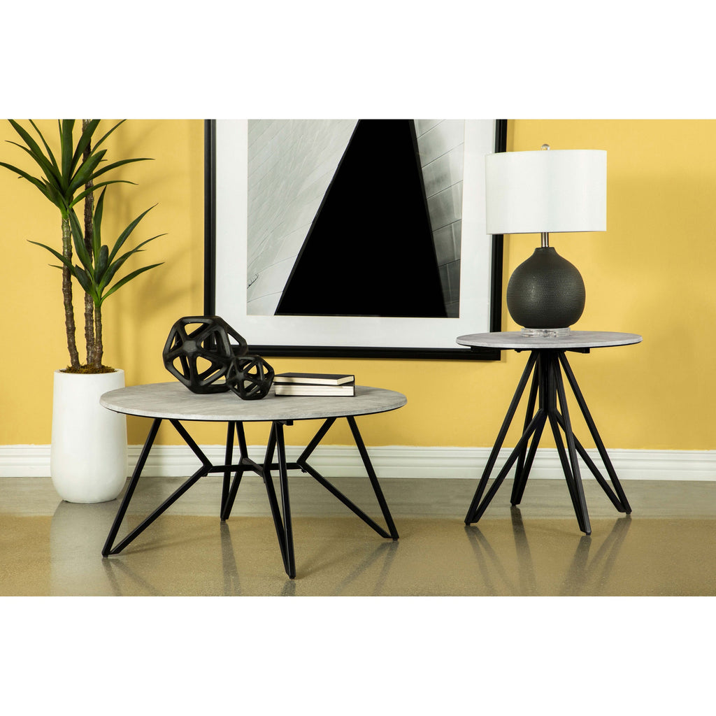 Travis Cement and Gunmetal Round Top Coffee Table
