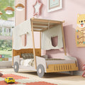 Wood Twin Size Car Bed with Pillow and Ceiling Cloth