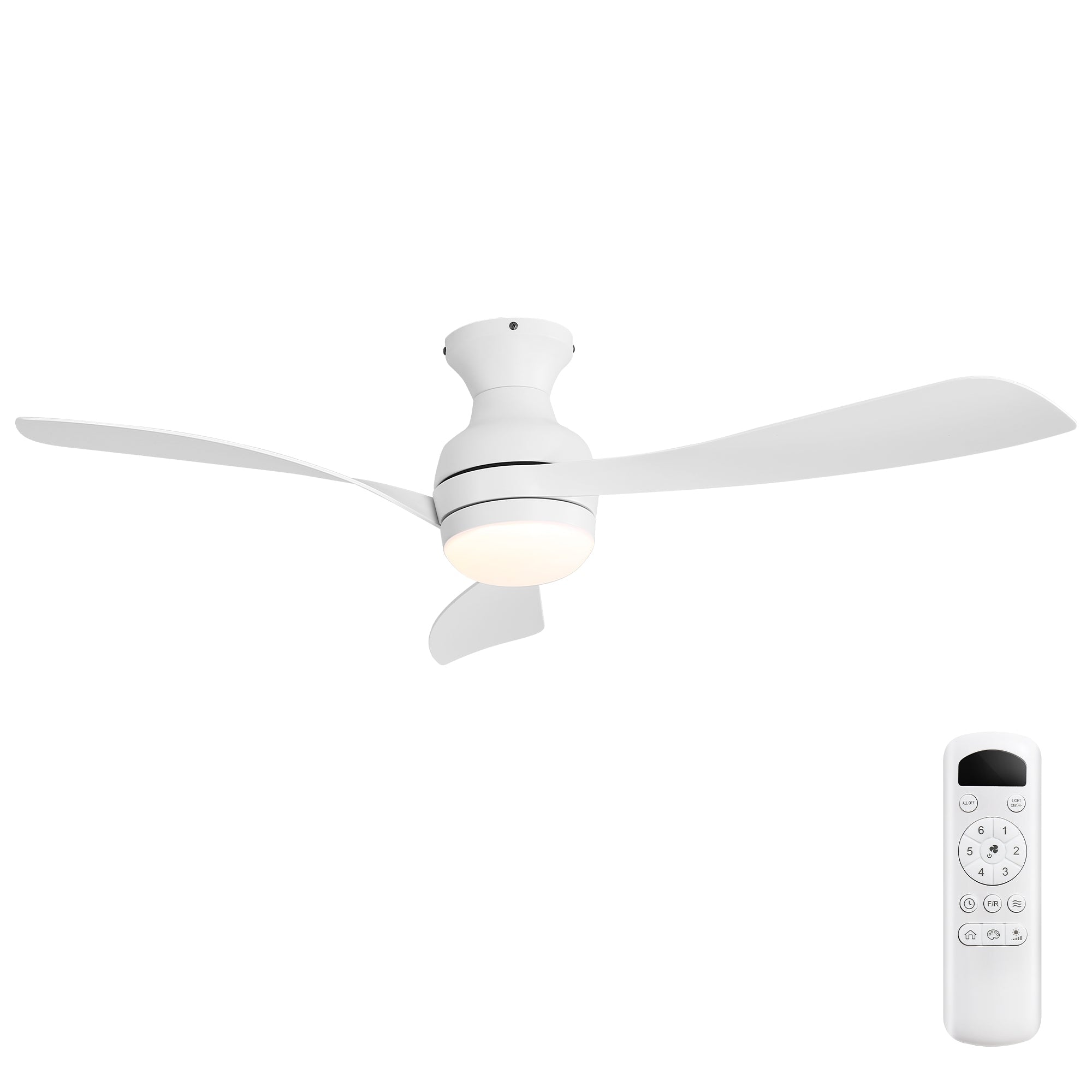 52" Low Profile Ceiling Fan with Lights, Quiet Reversible DC Motor