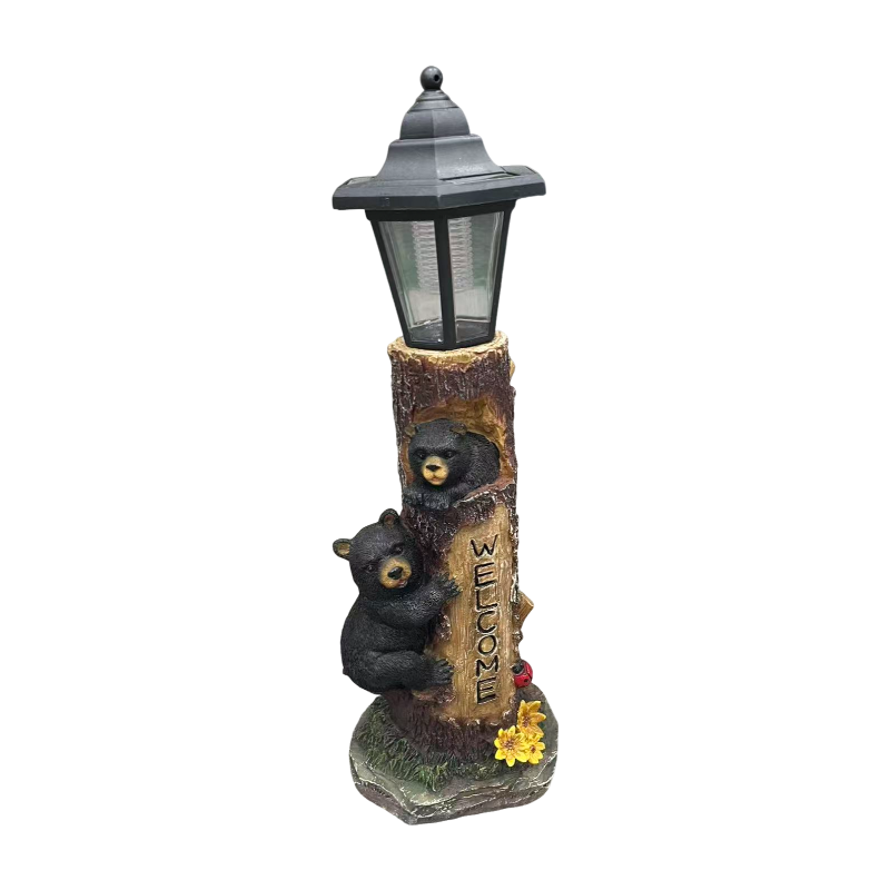 Charming Rustic Welcome Bear Statue