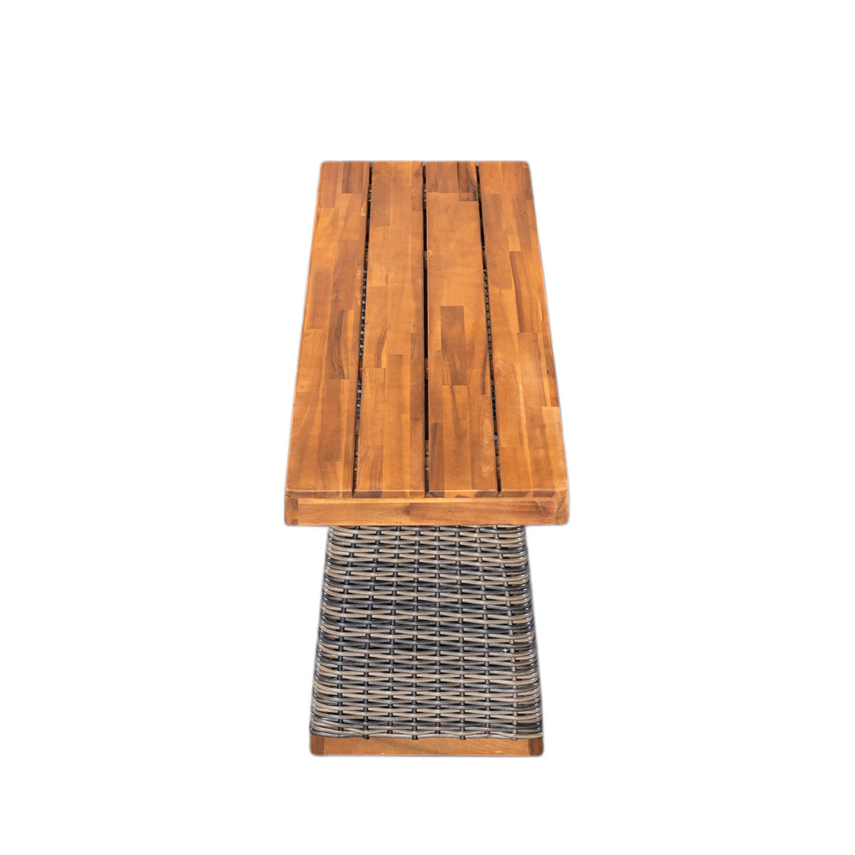 Outdoor 6 Pieces Acacia Wood Dining Set with Cushion and Handwoven Rattan Legs