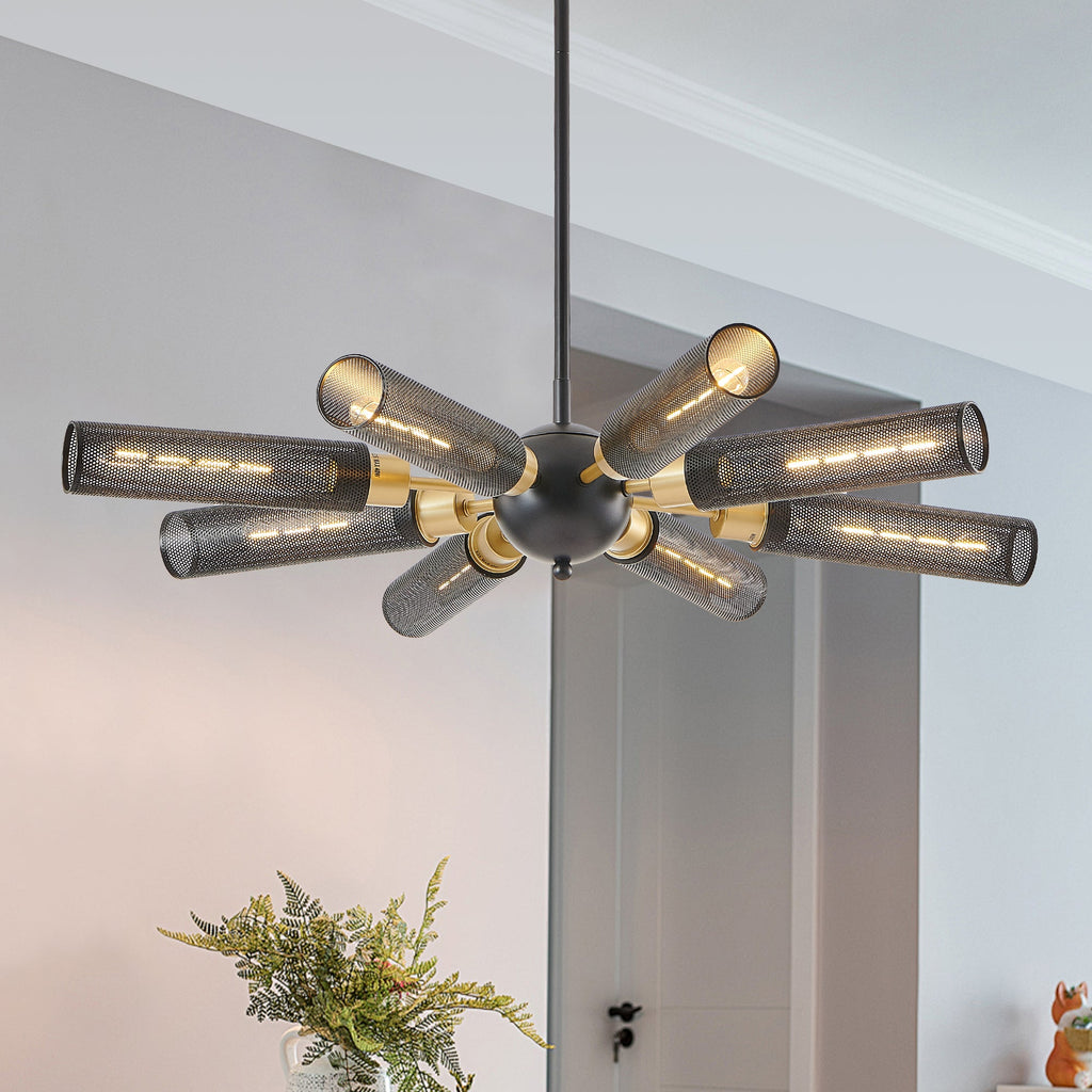 34" Modern Industrial Sputnik Chandelier, 8-Light