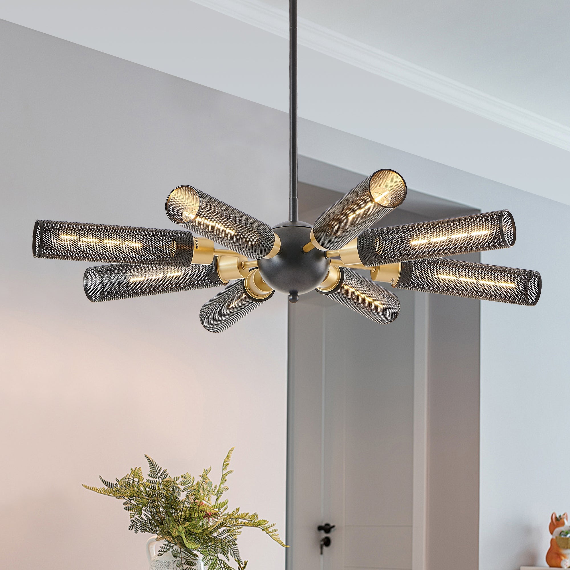 34" Modern Industrial Sputnik Chandelier, 8-Light