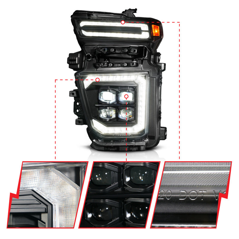 ANZO Z-Series 20-23 Chevy Silverado 2500/3500 Z-Series Full LED Proj Headlights Black - Driver Side 111619X-L
