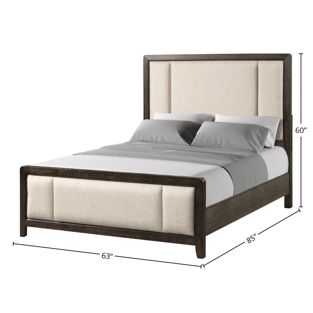 King Upholstered Headboard & Footboard Antique