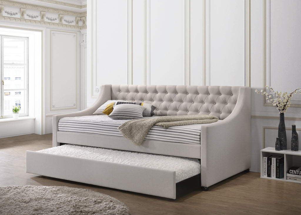 Lianna Fog Fabric Daybed With Trundle
