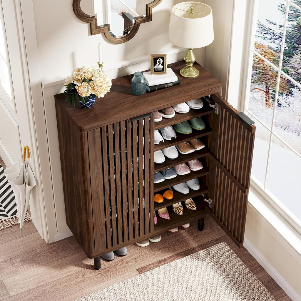 33.46" Modern Dark 6-Tier Shoe Cabinet