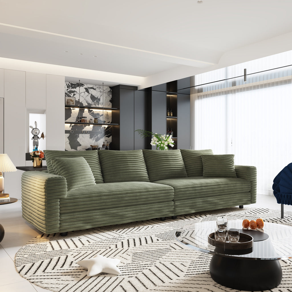 Plush Corduroy 4-Seat Sofa
