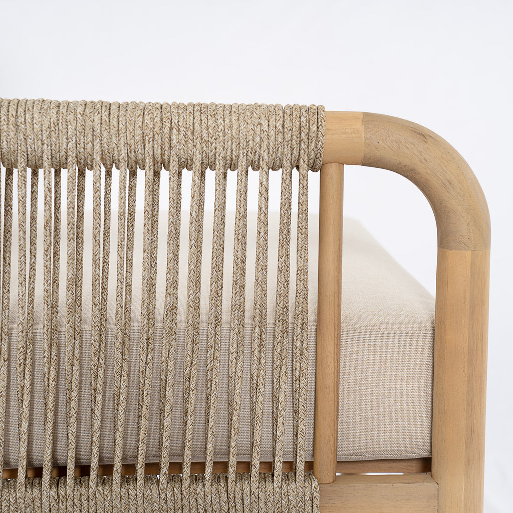 Casper Outdoor Left Arm Chair Acacia Wood and Woven Rope