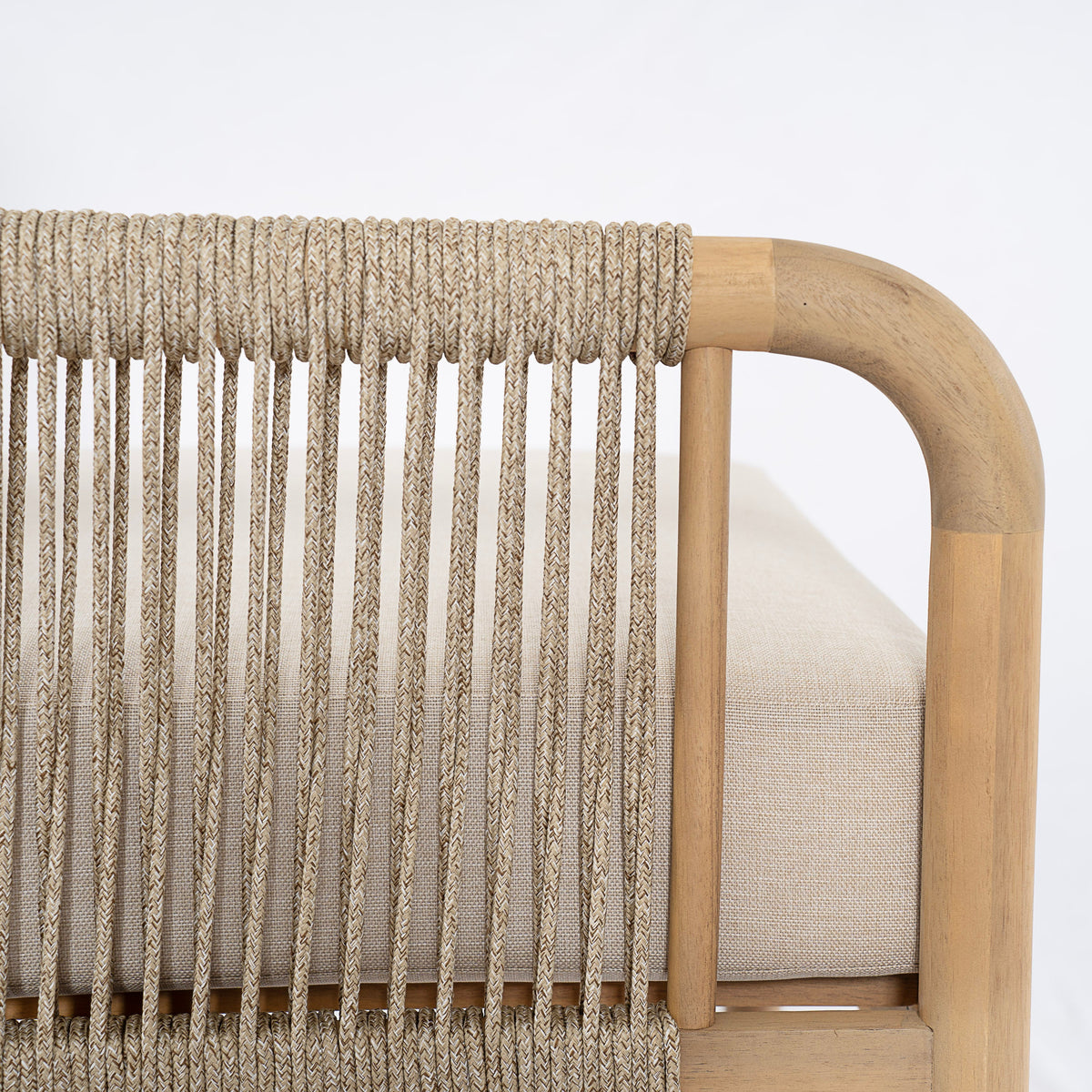 Casper Outdoor Left Arm Chair Acacia Wood and Woven Rope