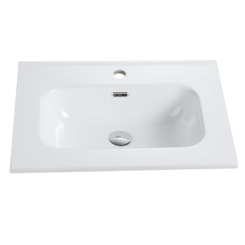 Glossy White Ceramic Integrated Sink