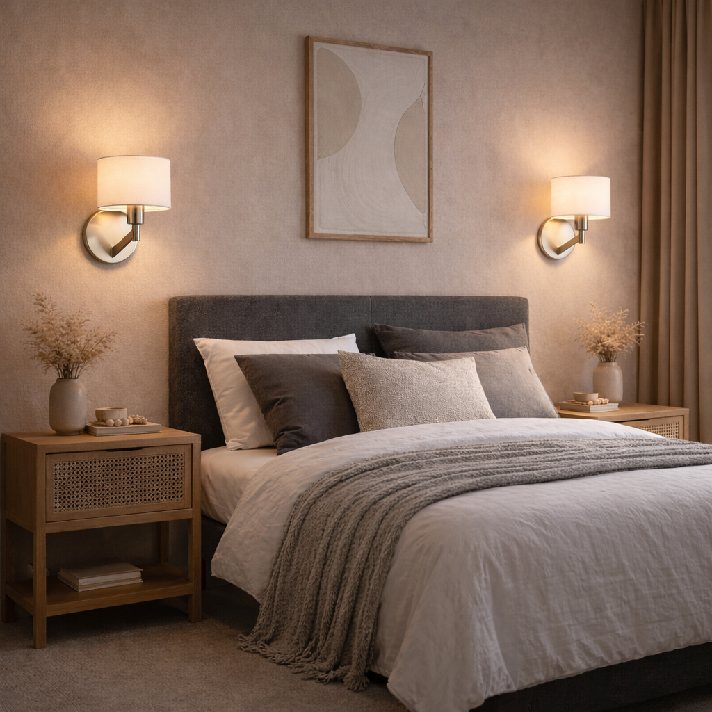 Nebula Brushed Nickel Base Wall Lamp with Rotary Switch