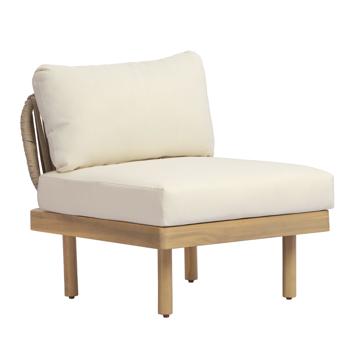 4-Piece Acacia Wood Outdoor Sofa Set with Rope Back
