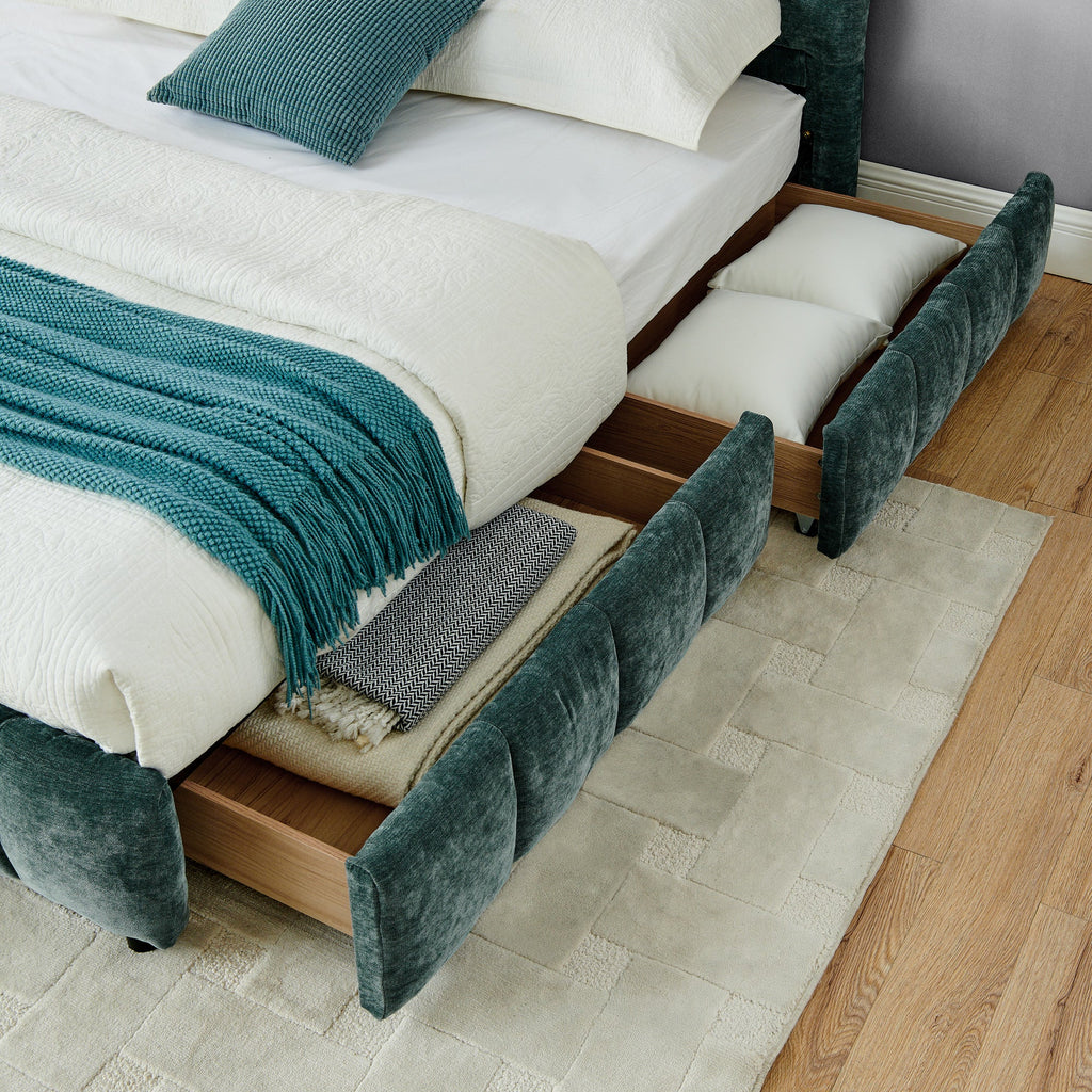King Size Upholstered Bed with Storage Drawer