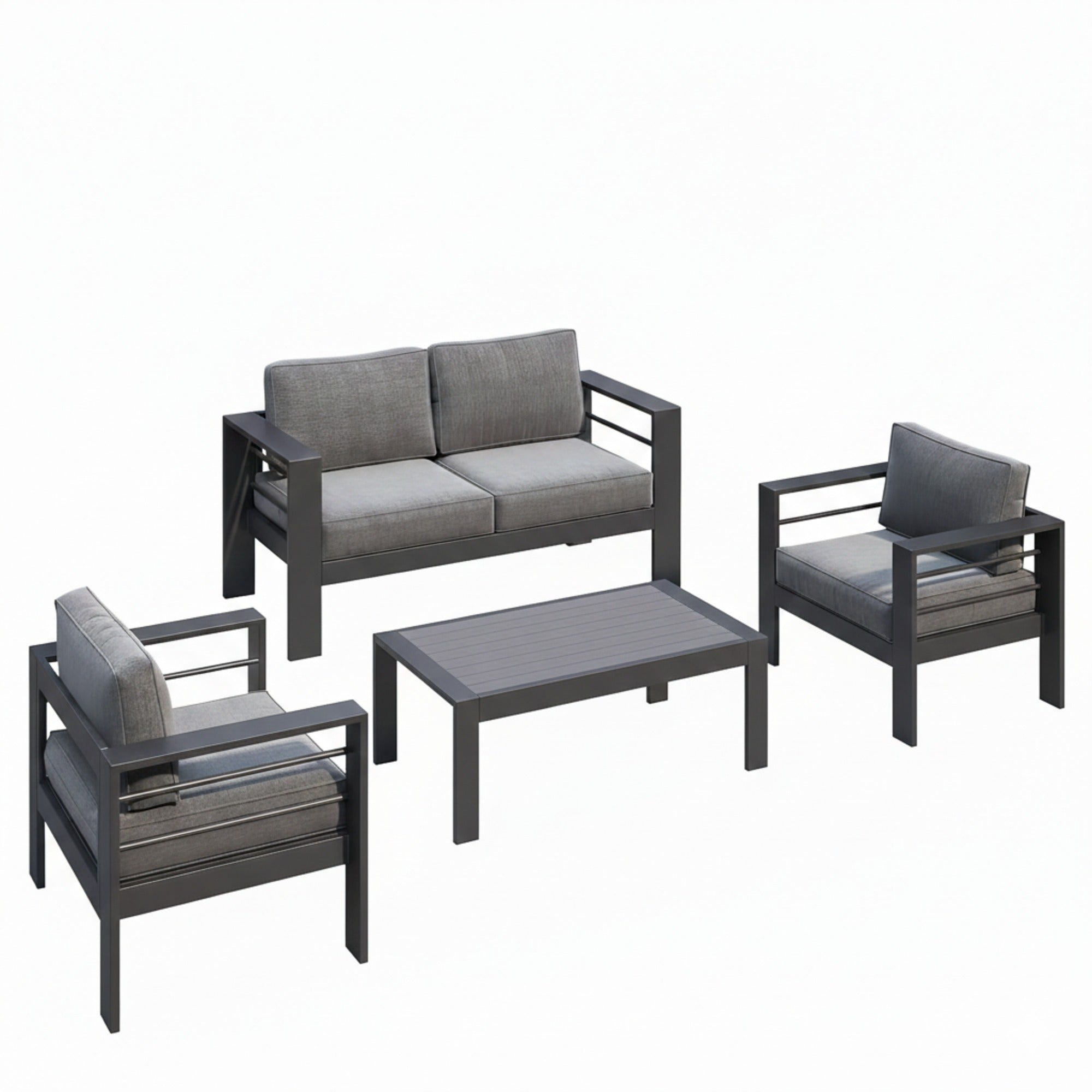 4-Piece Modern Aluminum Patio Conversation Set