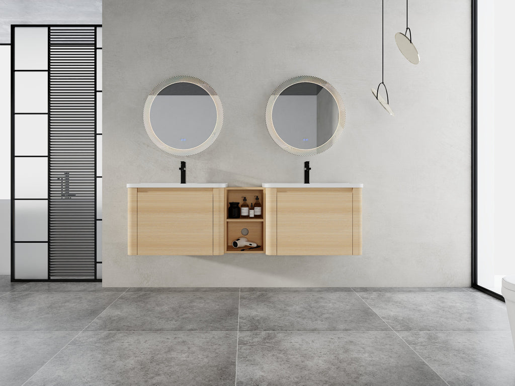 68" Wall-Mounted Bathroom Vanity