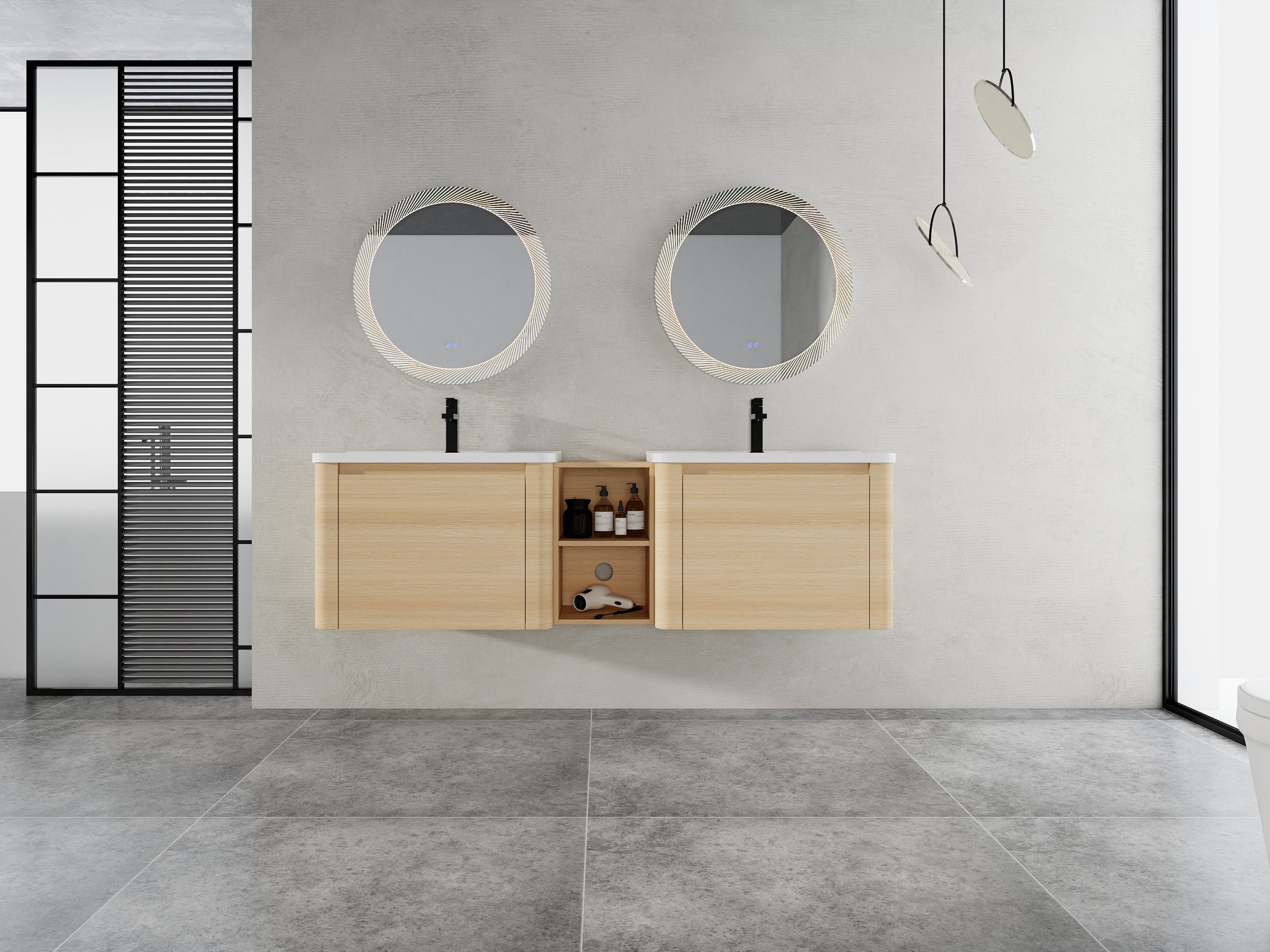 68" Wall-Mounted Bathroom Vanity