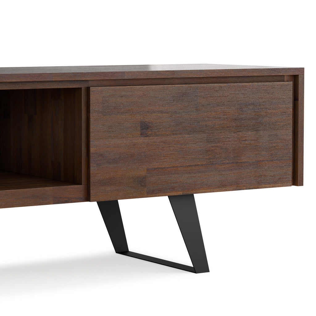 Lowry 72 Inch Wide Solid Wood TV Stand in Distressed