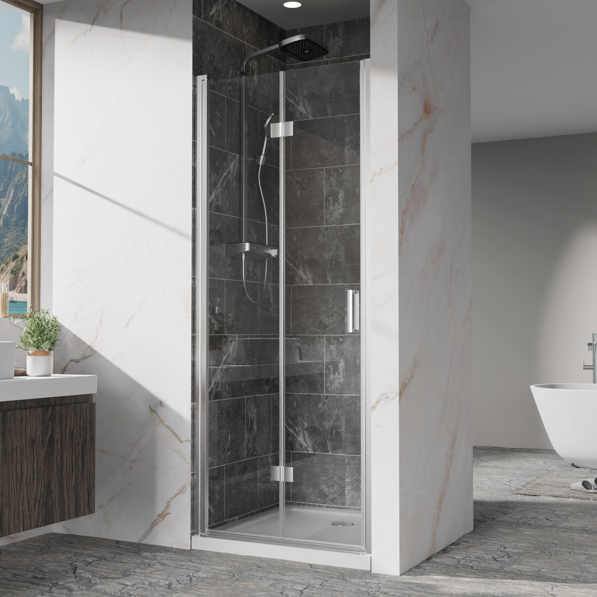 Goodyo Pivot Shower Doors - 30" W x 72" H