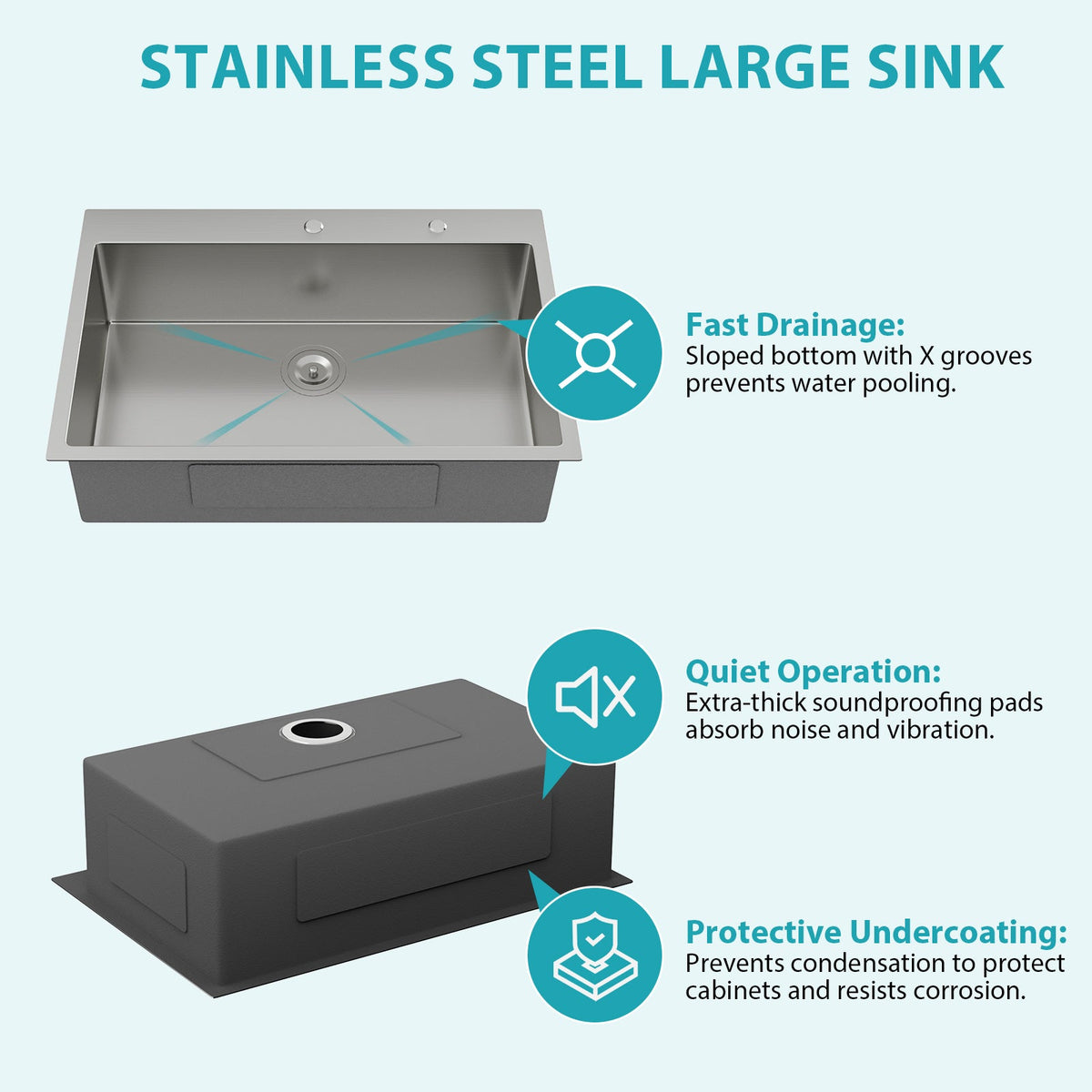 33 Inch Topmount Stainless Steel Kitchen Sink