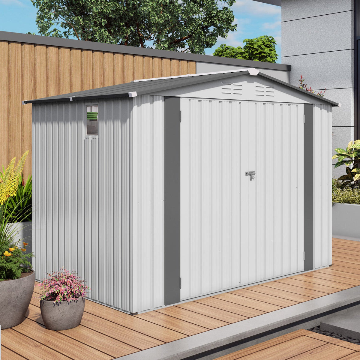8X6 FT Metal Outdoor Garden Storage Shed