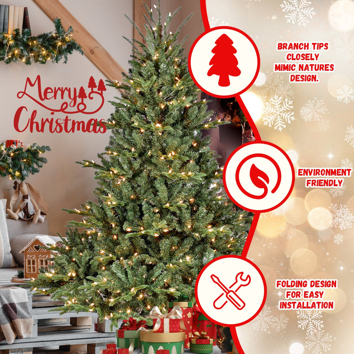5FT Full-Shape Christmas Tree with 350 UL Lights