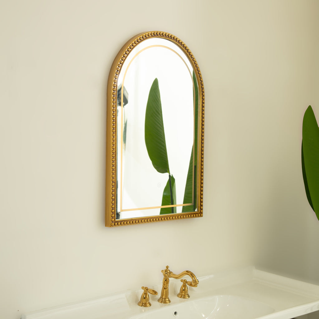 20'' Avri Mirror - Golden Beaded Arch-shaped Decorative Mirror