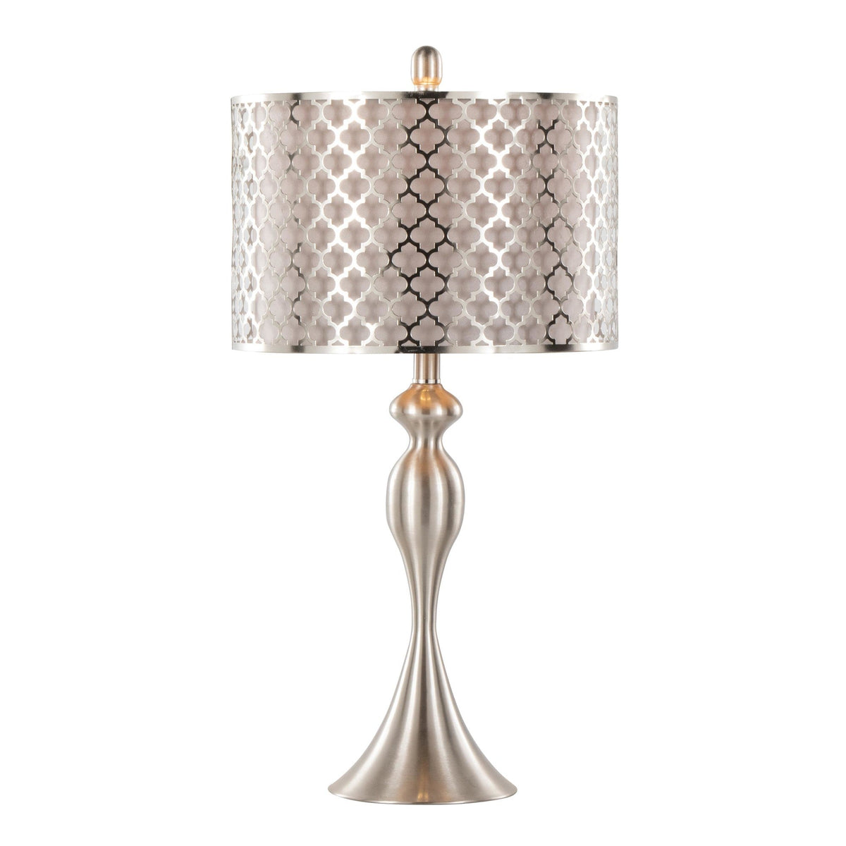 27" Contemporary Metal Table Lamp in Brushed Nickel