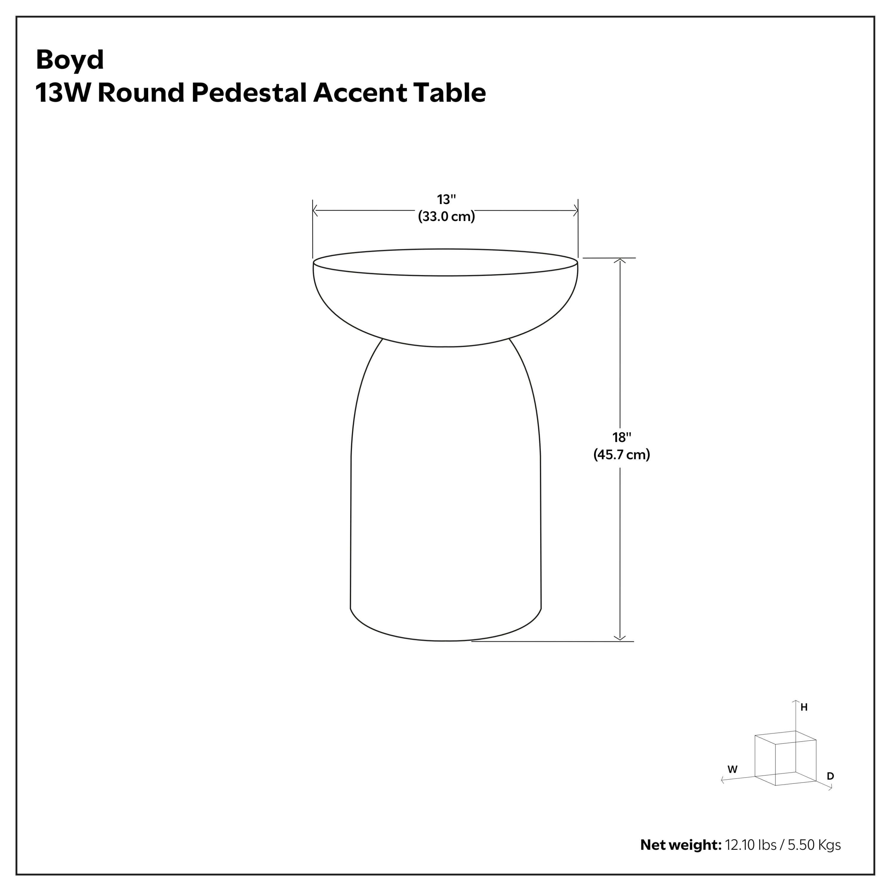 Boyd 13 Inch Ribbed Accent Table