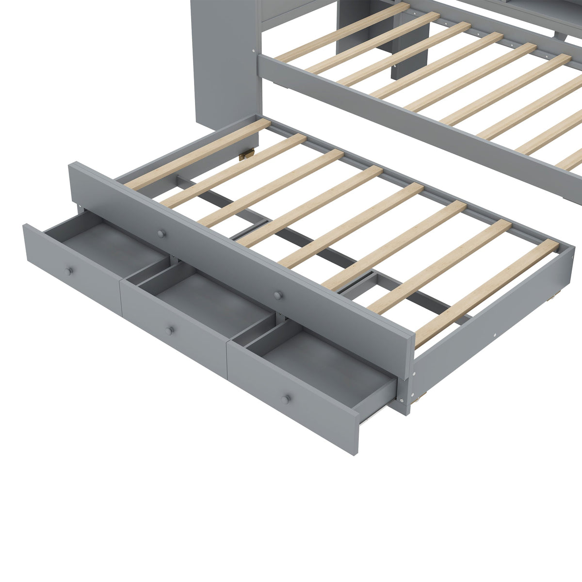 Twin Size Daybed with Trundle, Wood Frame and Storage