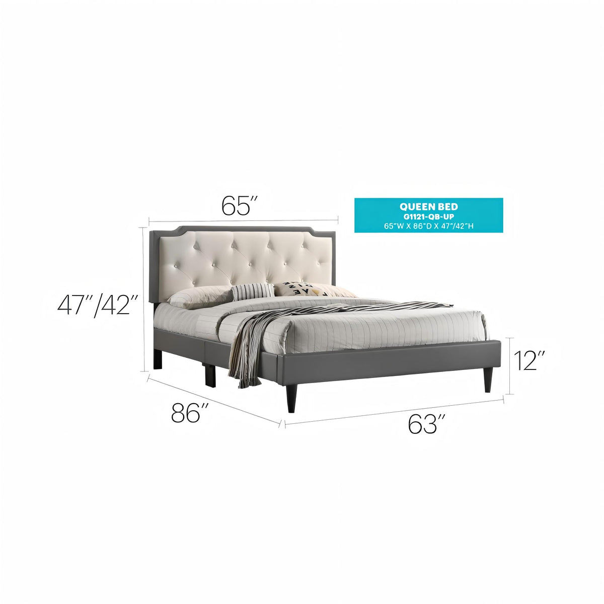 Charming Light Queen Bed