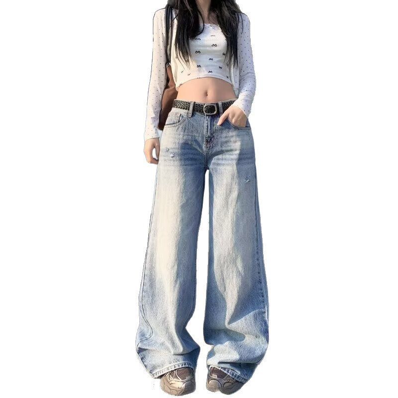 Loose-fit Figure-flattering Distressed Floor-length Casual Pants