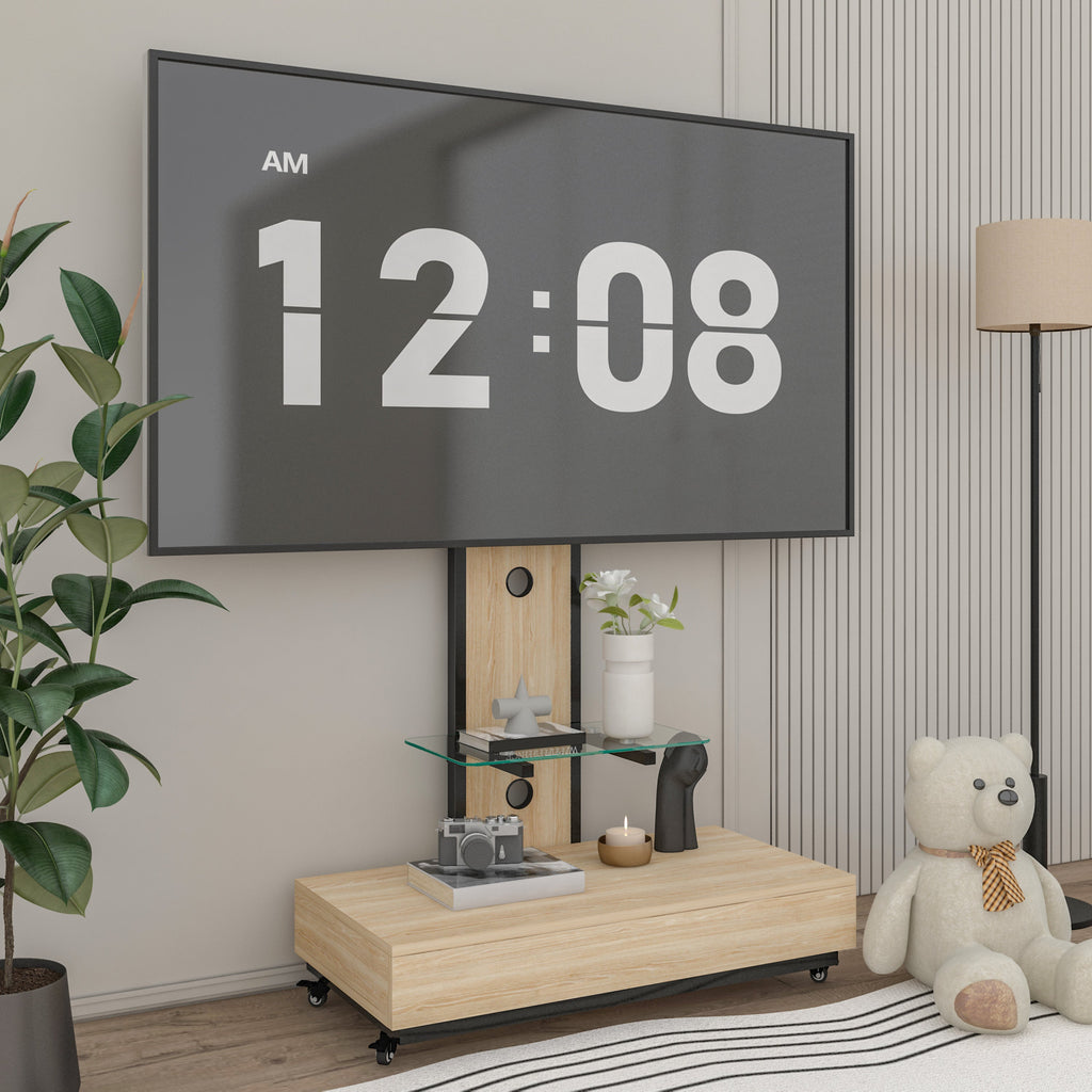 Elegant Mobile TV Stand with Push-Pull Drawer