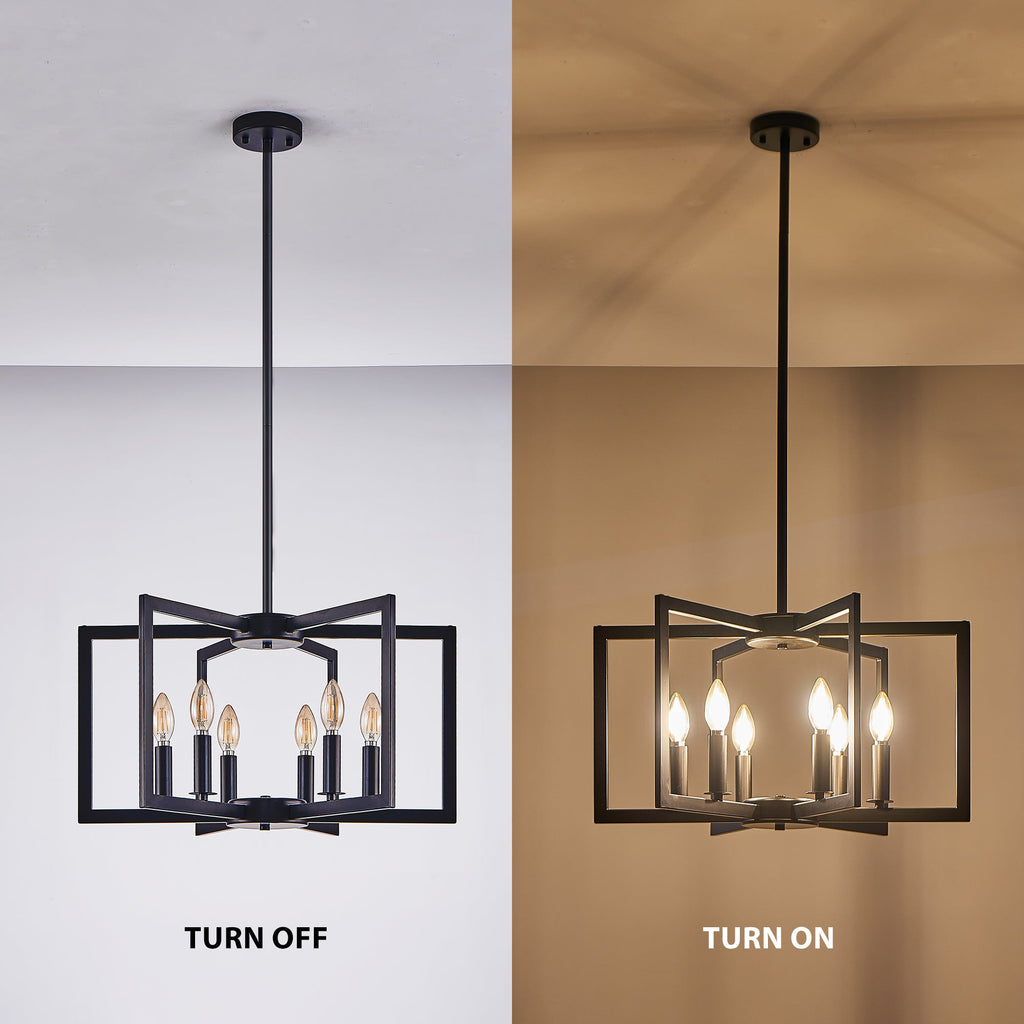 22" Modern Black Geometric Chandelier