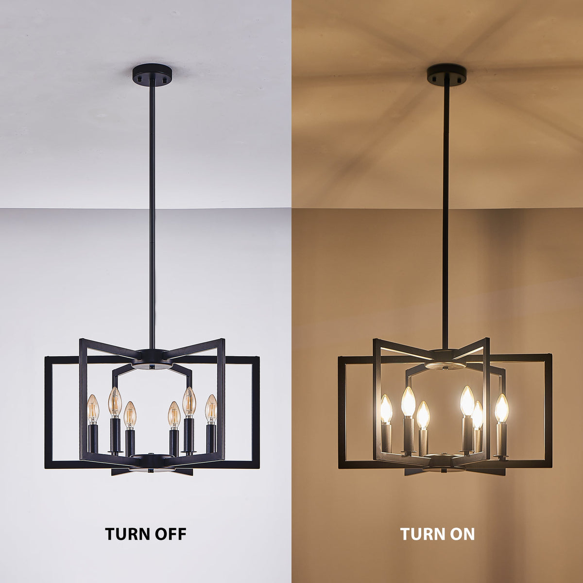 22" Modern Black Geometric Chandelier