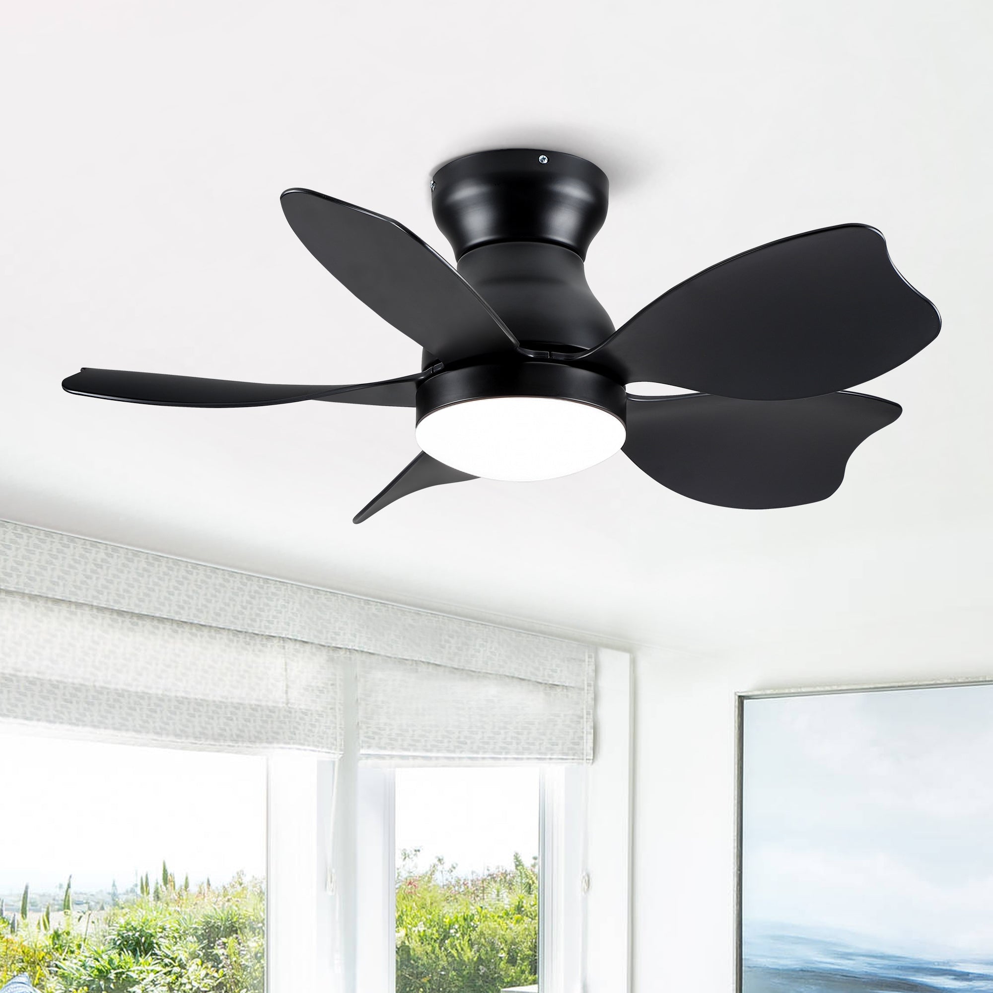30" Small Kid's Low Profile Flush Mount Ceiling Fan Lighting