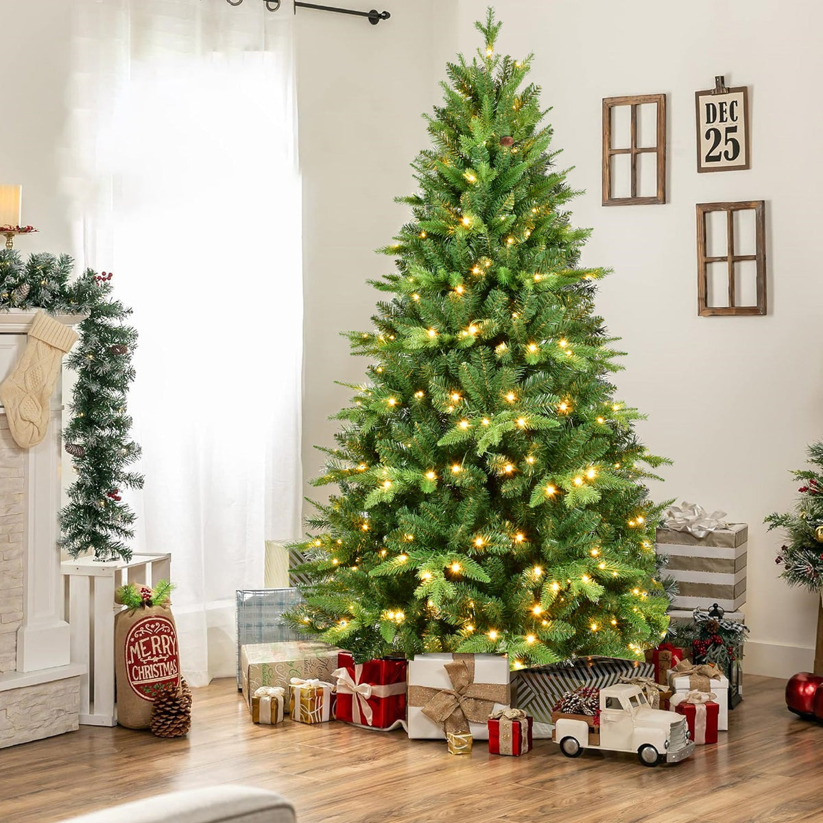 7ft Pre-Lit Christmas Tree with 450 Warm Lights