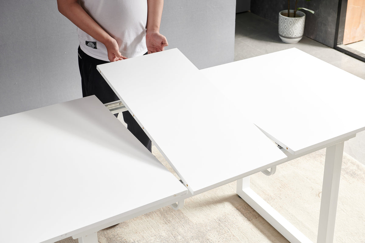 Square Extendable Dining Table with Metal Legs