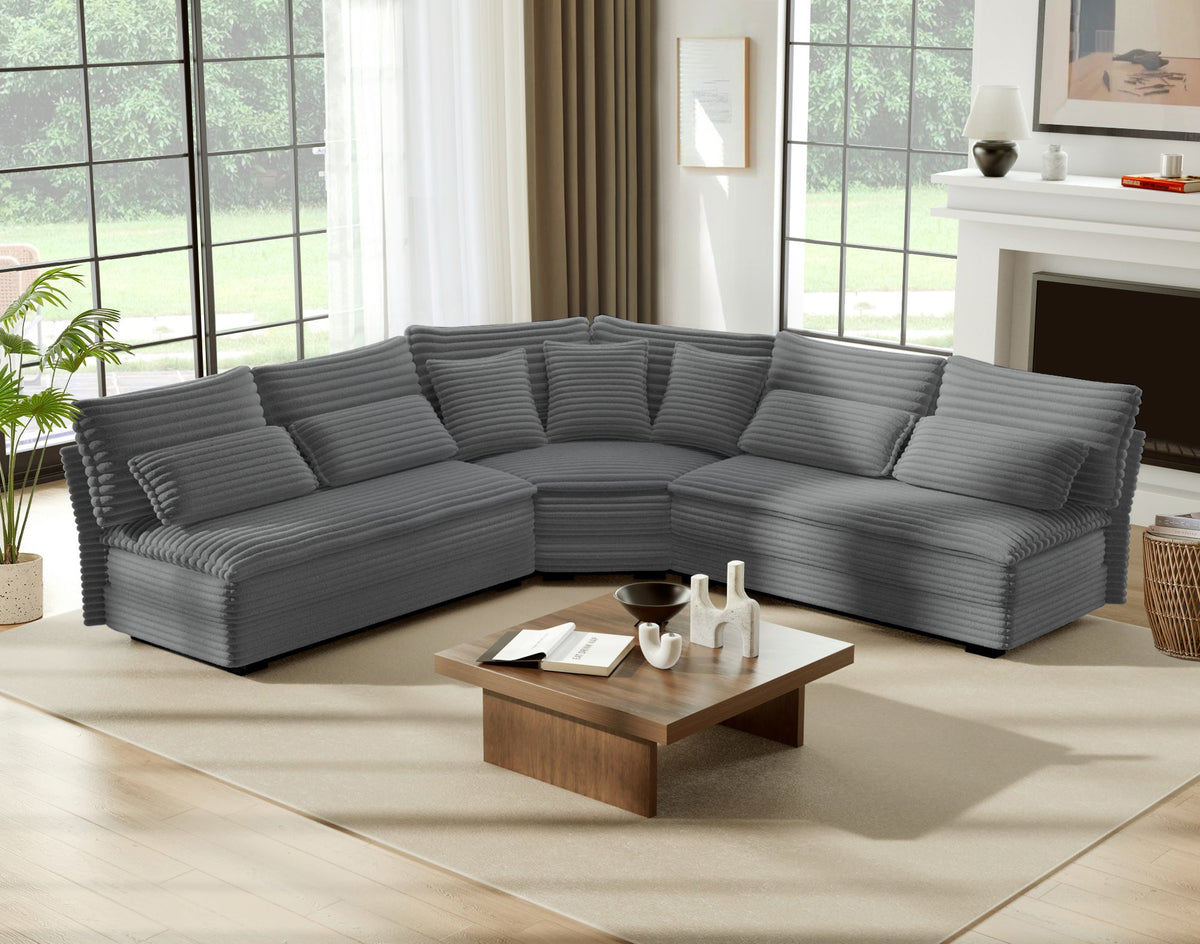 5-Seater L-Shaped Sectional Sofa with Curved Corner