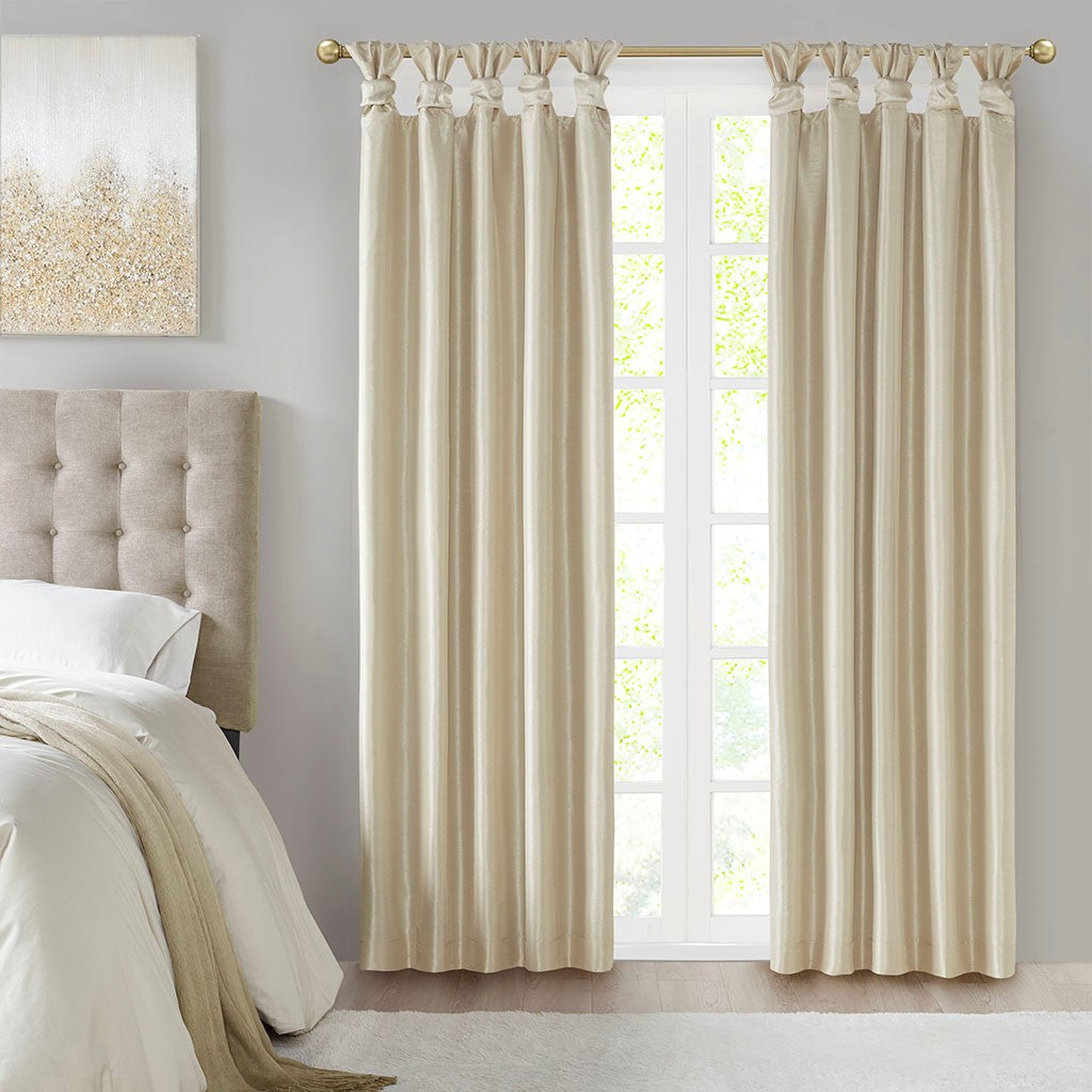 Twist Tab Total Blackout Window Curtain Panel Champagne 50x84"