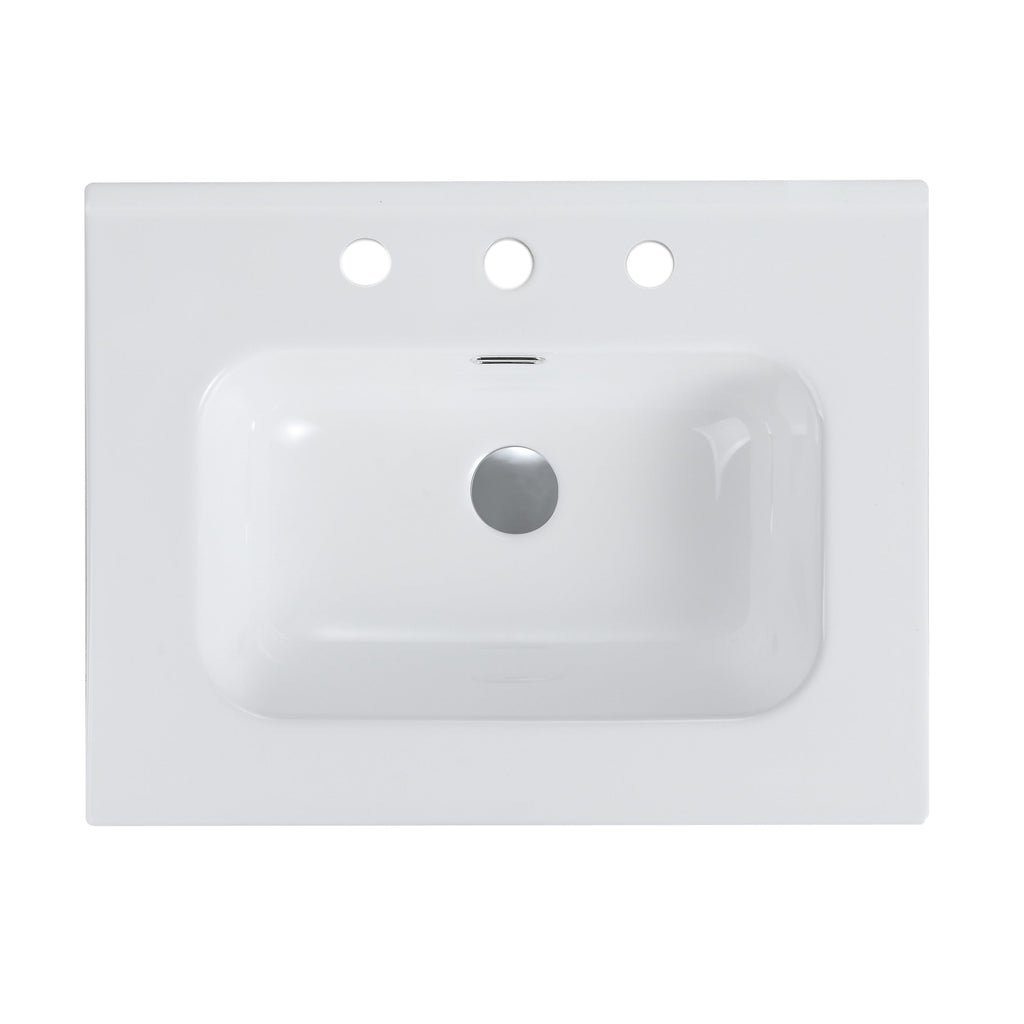 Glossy White Ceramic Integrated Bathroom Sink