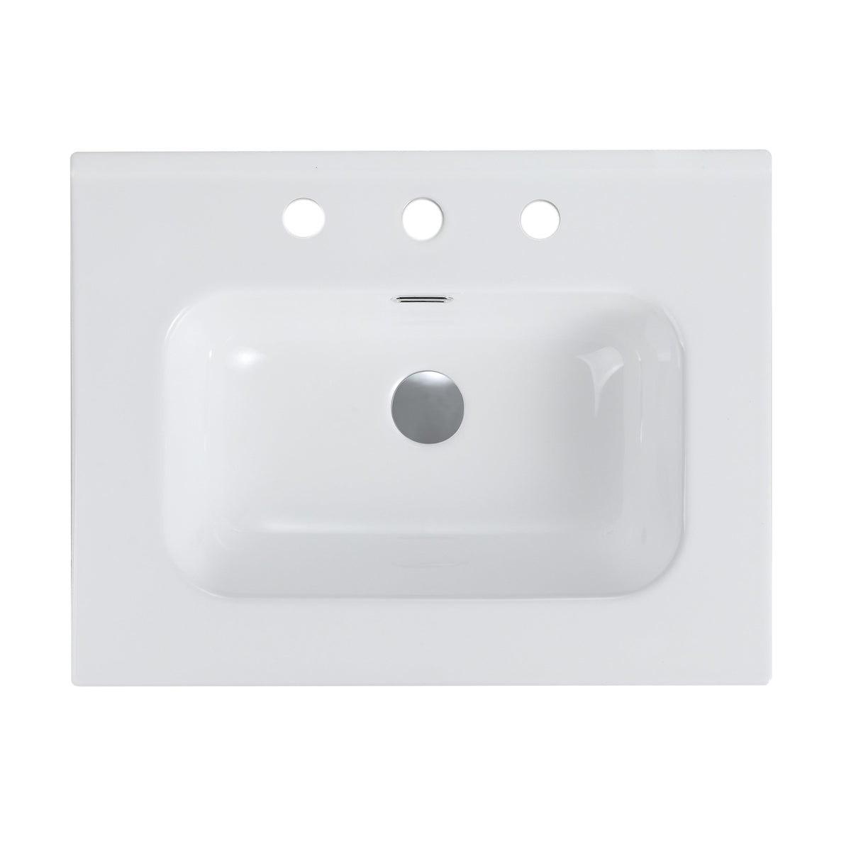 Glossy White Ceramic Integrated Bathroom Sink