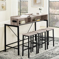 59 Inch Bar Table with Power Socket and LED Light Set