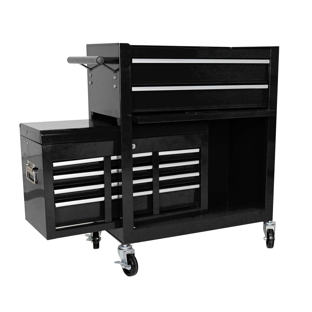 High Capacity Rolling Tool Chest with Wheels and Drawers, 8-Drawer Tool Storage Cabinet--BLACK